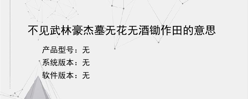 不见武林豪杰墓无花无酒锄作田的意思