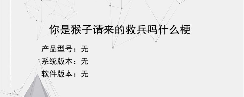 你是猴子请来的救兵吗什么梗？