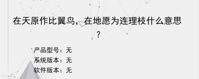 在天原作比翼鸟，在地愿为连理枝什么意思？