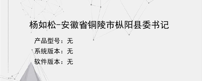 杨如松-安徽省铜陵市枞阳县委书记