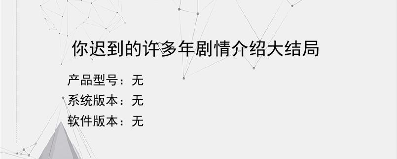 你迟到的许多年剧情介绍大结局？