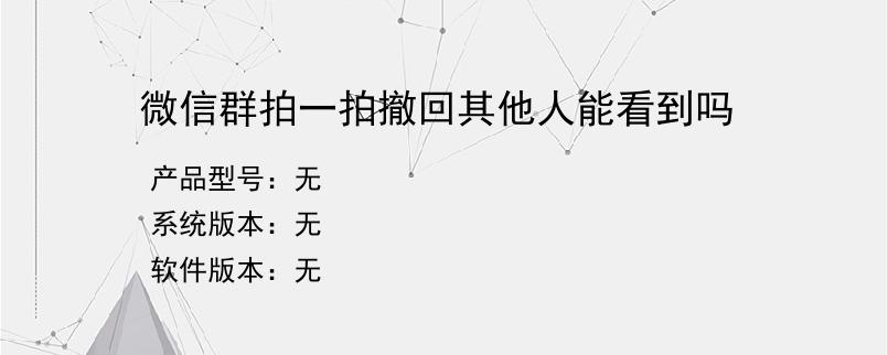 微信群拍一拍撤回其他人能看到吗？