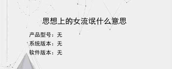 思想上的女流氓什么意思