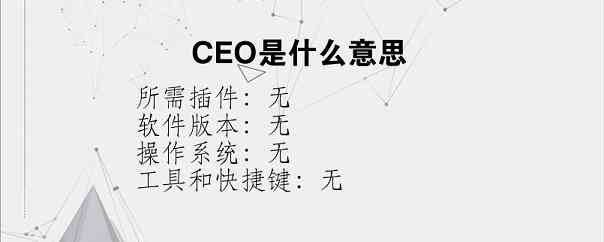 CEO是什么意思？