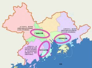 珠三角三大经济圈产业定位示意图