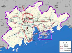 珠江三角洲地区城际轨道交通“十二五”期建设规划示意图