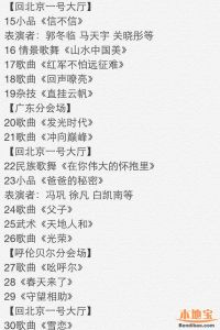 2016年央视春晚节目单