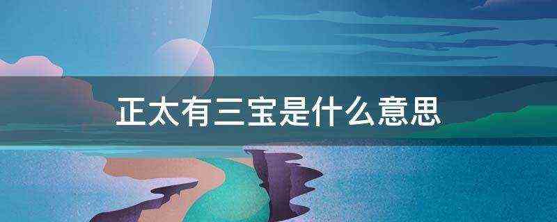 正太有三宝是什么意思-